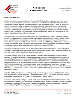 CV for Neil Broom Expert Witness in Computer Forensics Investigations in The Villages Florida